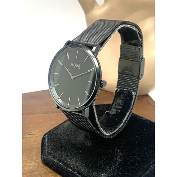 Hugo Boss Men's Watch 1513826 Quartz Skyliner Black Dial Mesh Steel Band 40mm - Picture 2 of 13